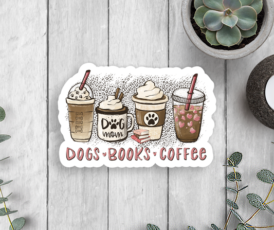 Expression Design Co - Dogs Books Coffee Vinyl Sticker