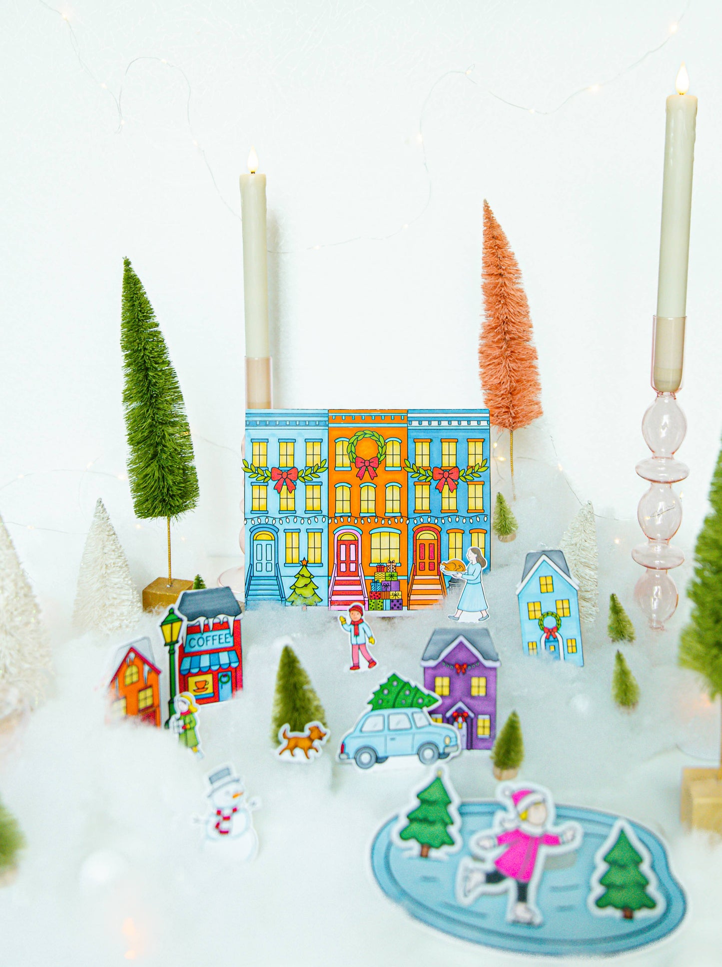 A Brighter Year - Color-Your-Own Winter Village - DIY Craft, Christmas Decor