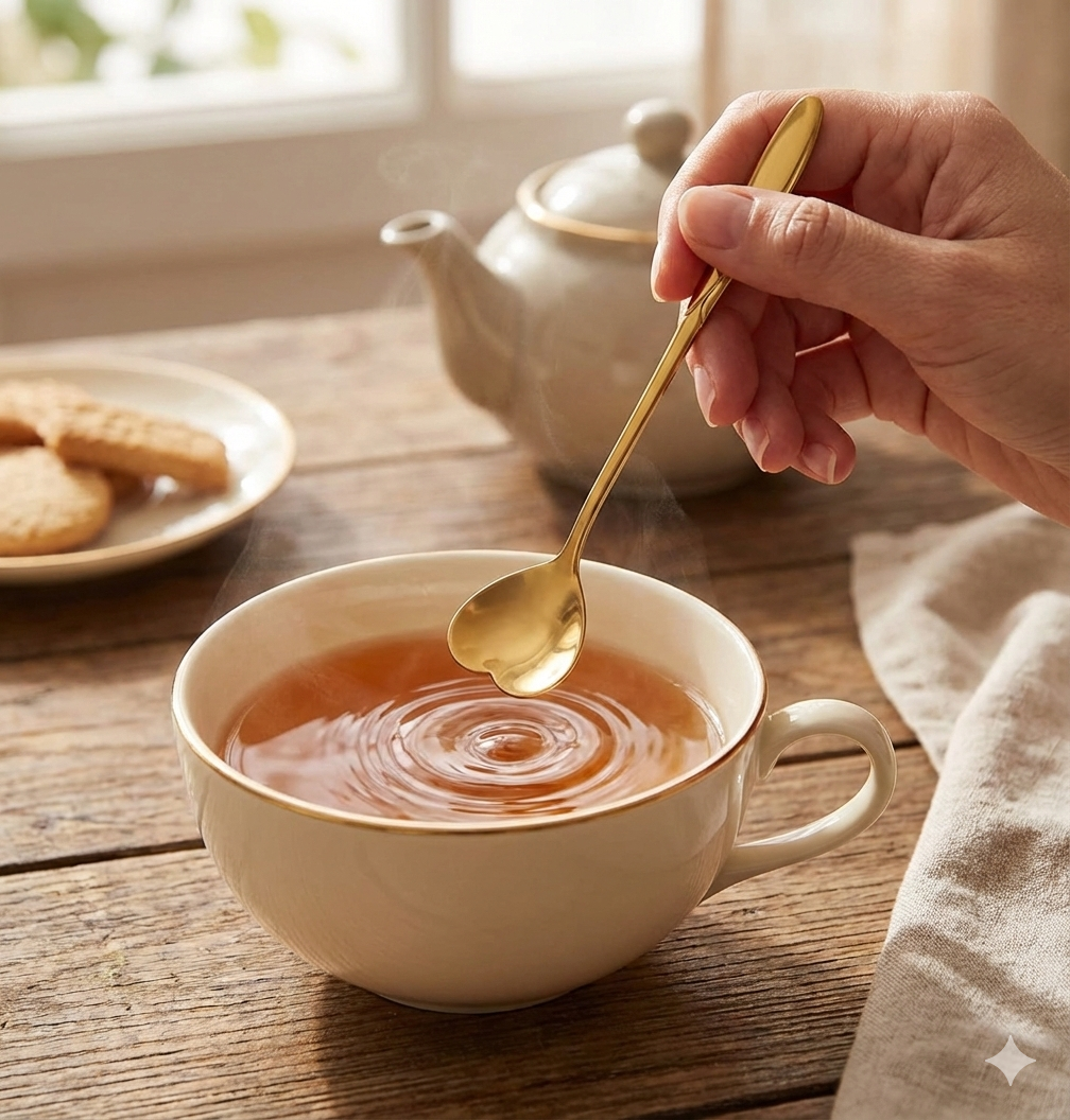 Magnifique Hearts - Gold Heart Teaspoons, Stainless Steel Tea and Coffee Spoons