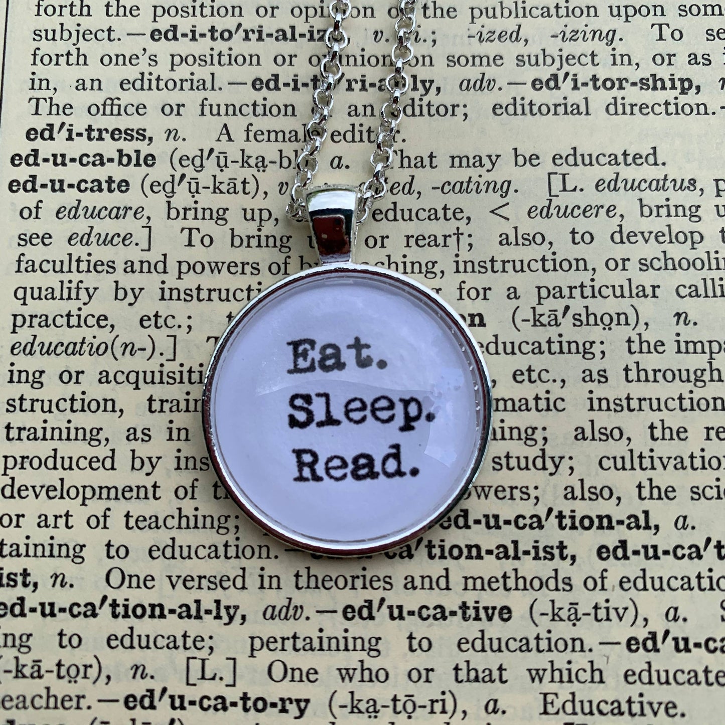 Bookish Endeavors - Typewriter Reading Necklaces-Silver Tone