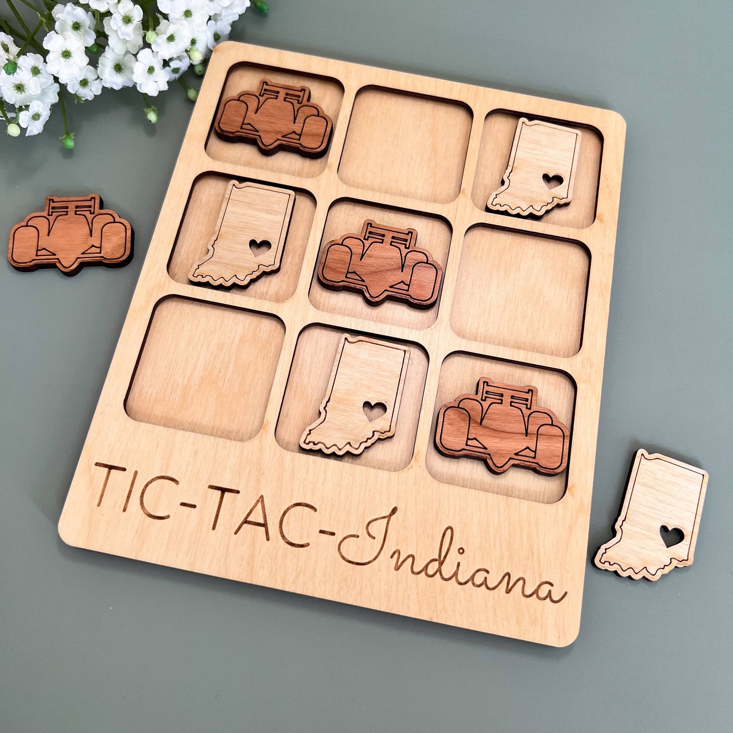 Birch House Games & Gifts - Indiana State Gift - Tic-Tac-Toe IN Game - Customizable