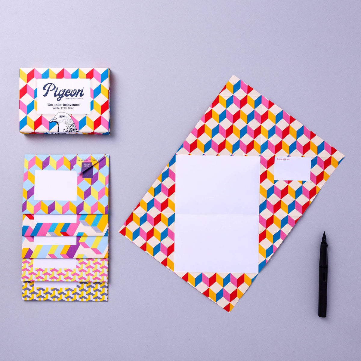 pigeonposted - Urban Pigeon, Colorful Folding Letter Pack, Pack of 6