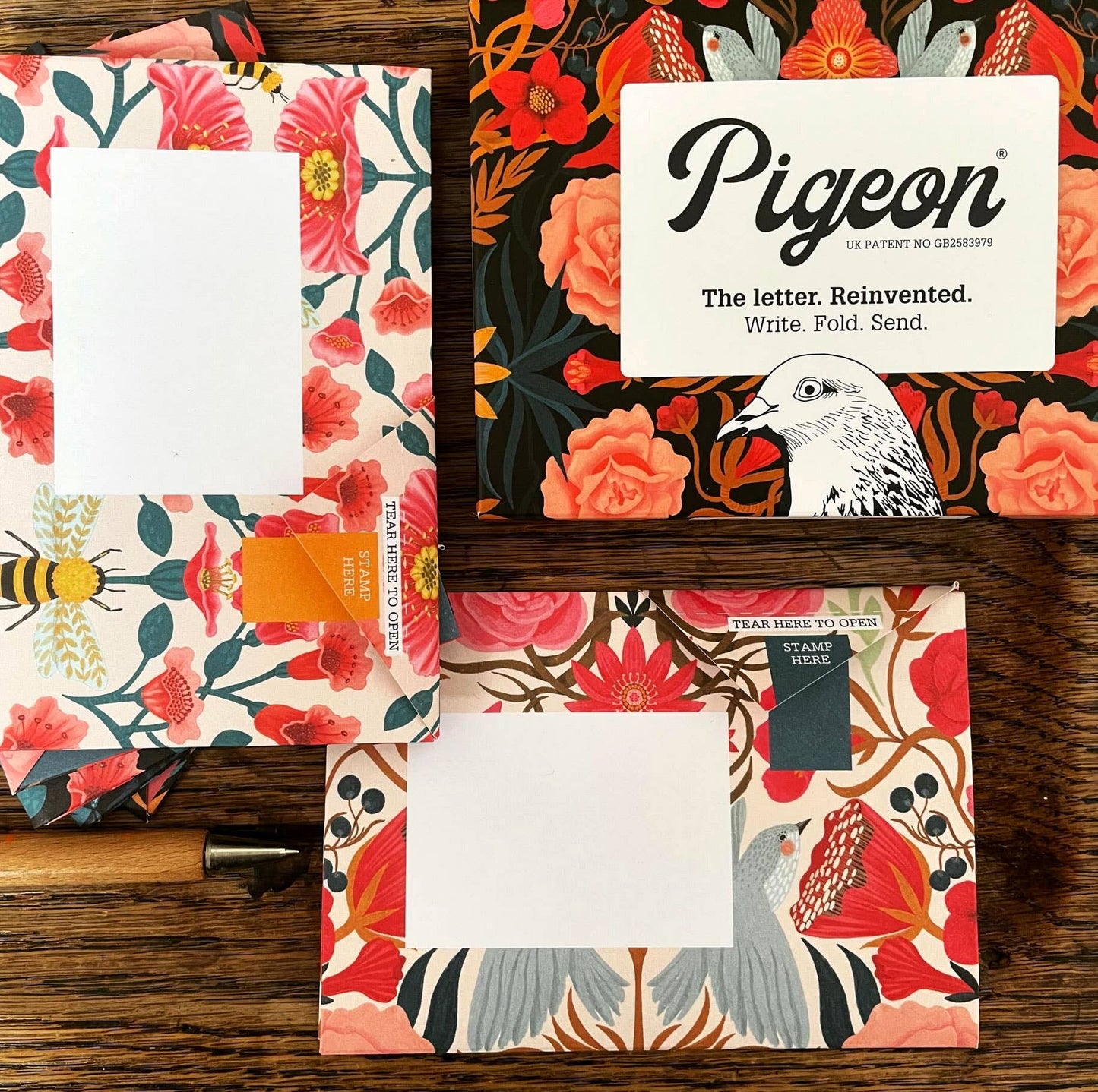 pigeonposted - Bright & Beautiful Pigeon, Folding Letters, Pack of 6