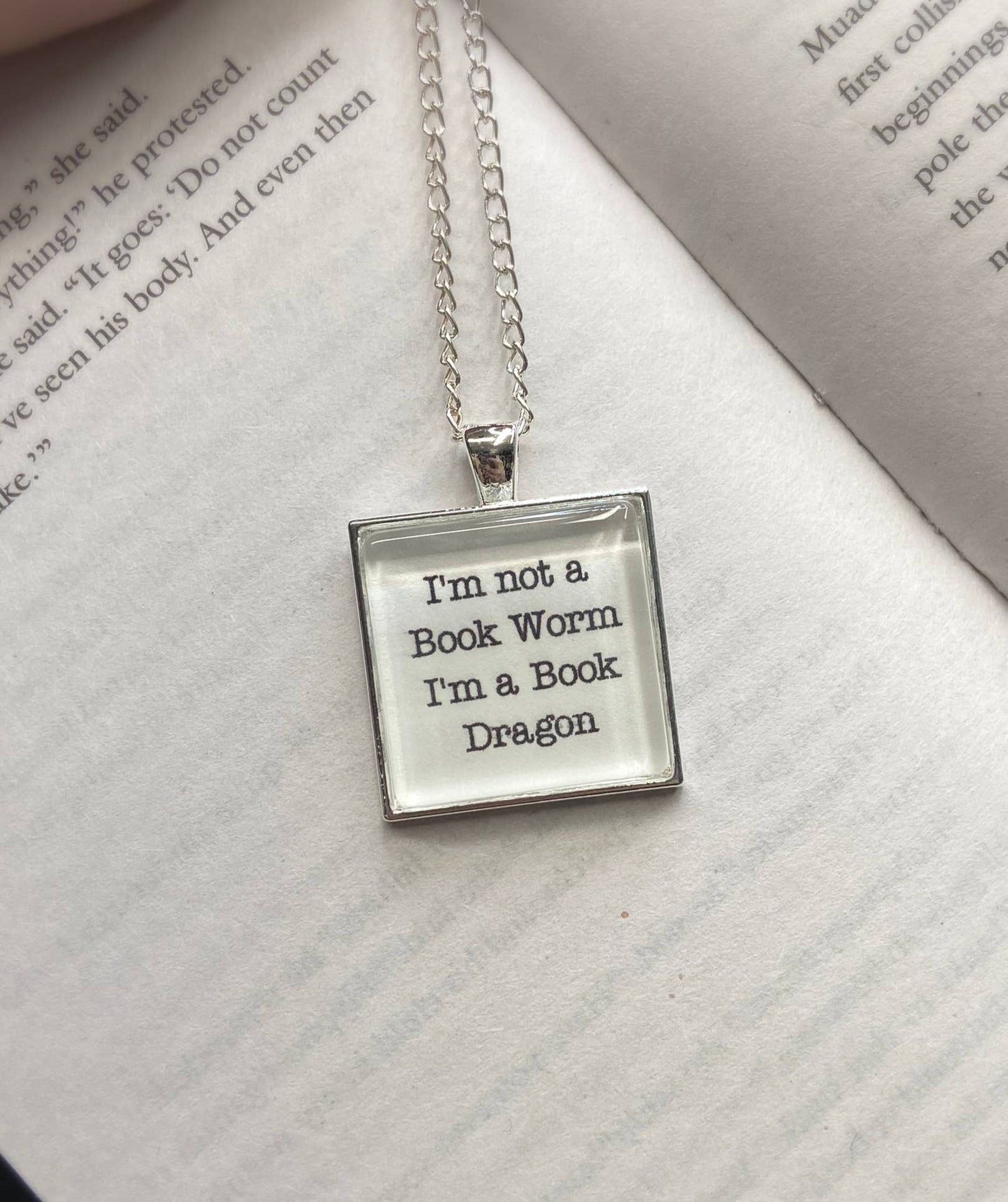 Bookish Endeavors - Typewriter Reading Necklaces-Silver Tone