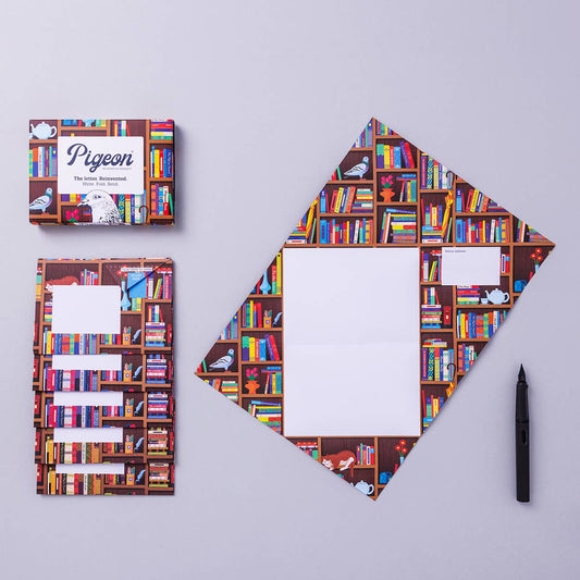 pigeonposted - Bookstore Pigeon, Folding Stationery Letter Pack, Pack of 6