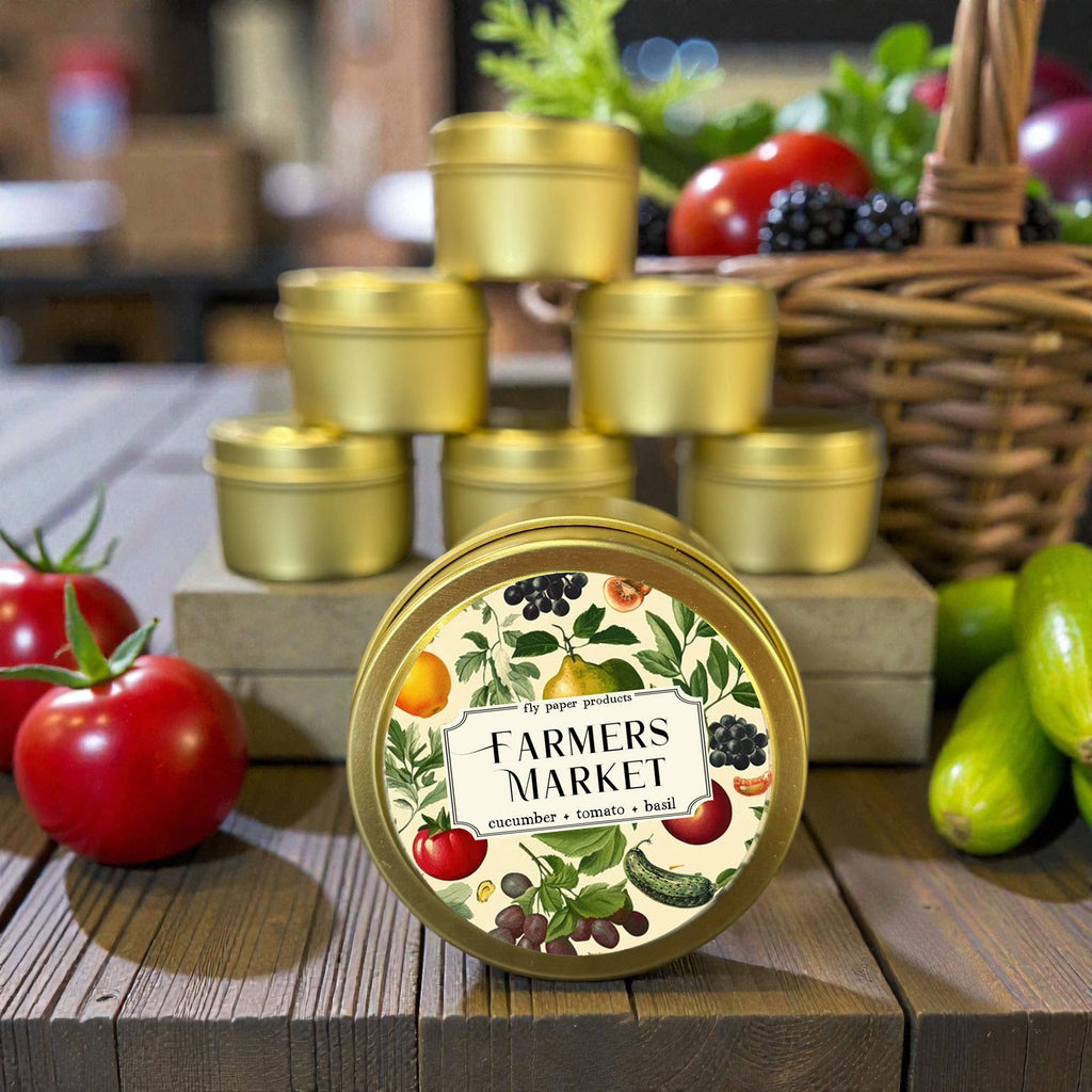 Fly Paper Products - Farmer's Market 4oz Soy Candle Cucumber + Tomato + Basil