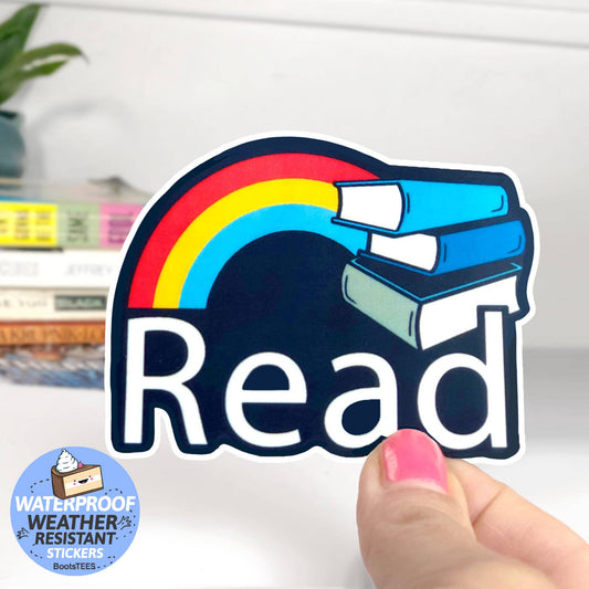 BootsTees - Reading (Rainbow) Sticker for Book Lovers, Waterproof