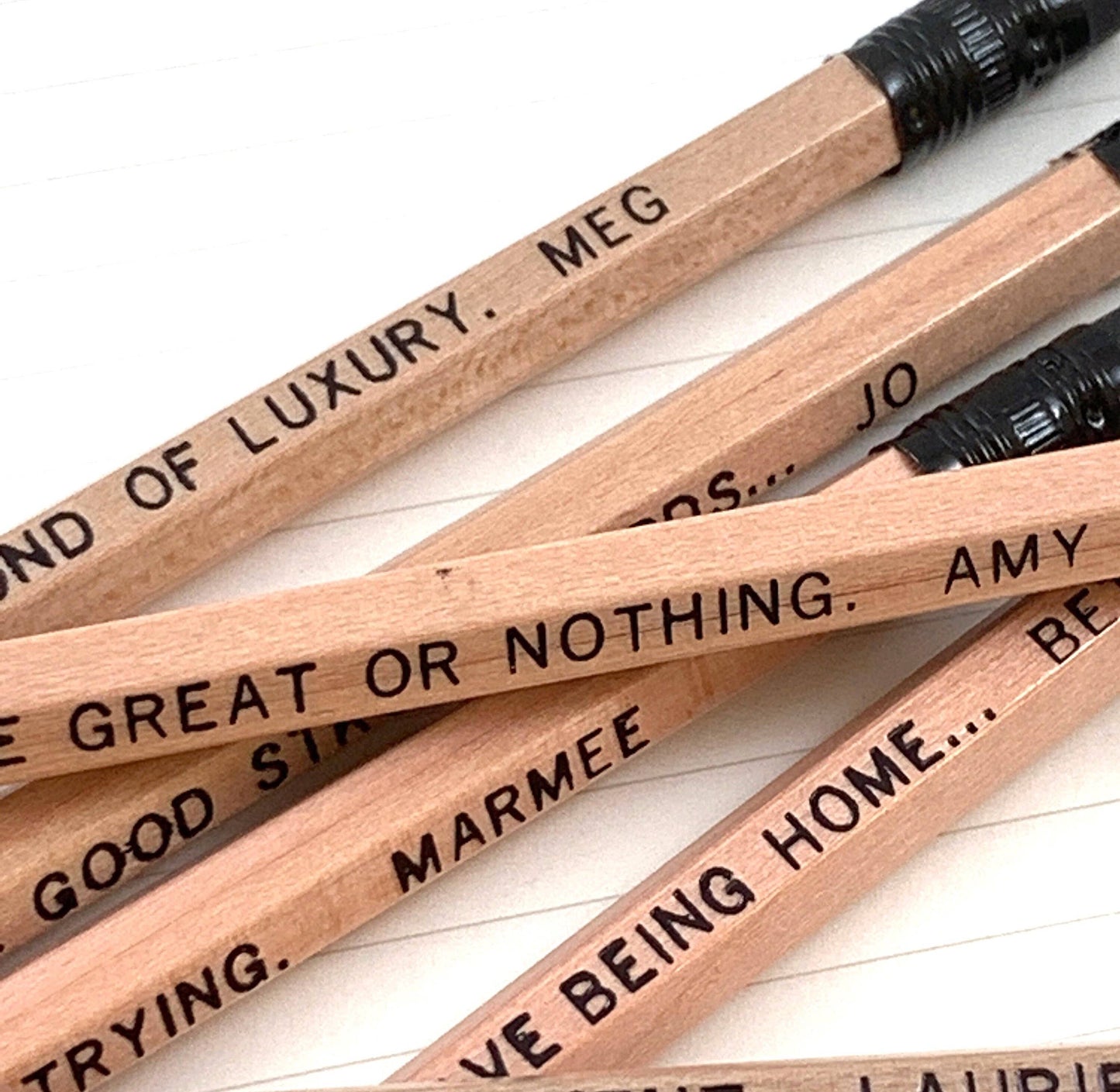 Lit & Whimsy - Little Women Book Quote Pencils, Louisa May Bookish Gift