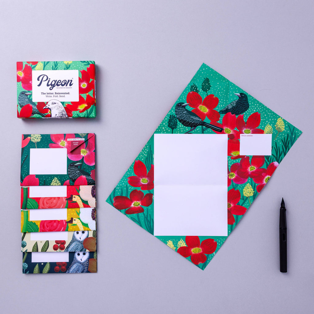 pigeonposted - Dusk to Dawn Pigeon, Folding Letter Set – Pack of 6