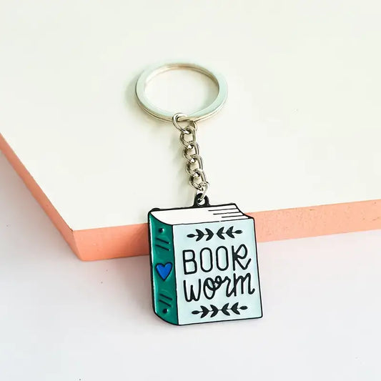 Magnifique Hearts - "Bookworm" Enamel Keychain – Perfect for Book Lovers