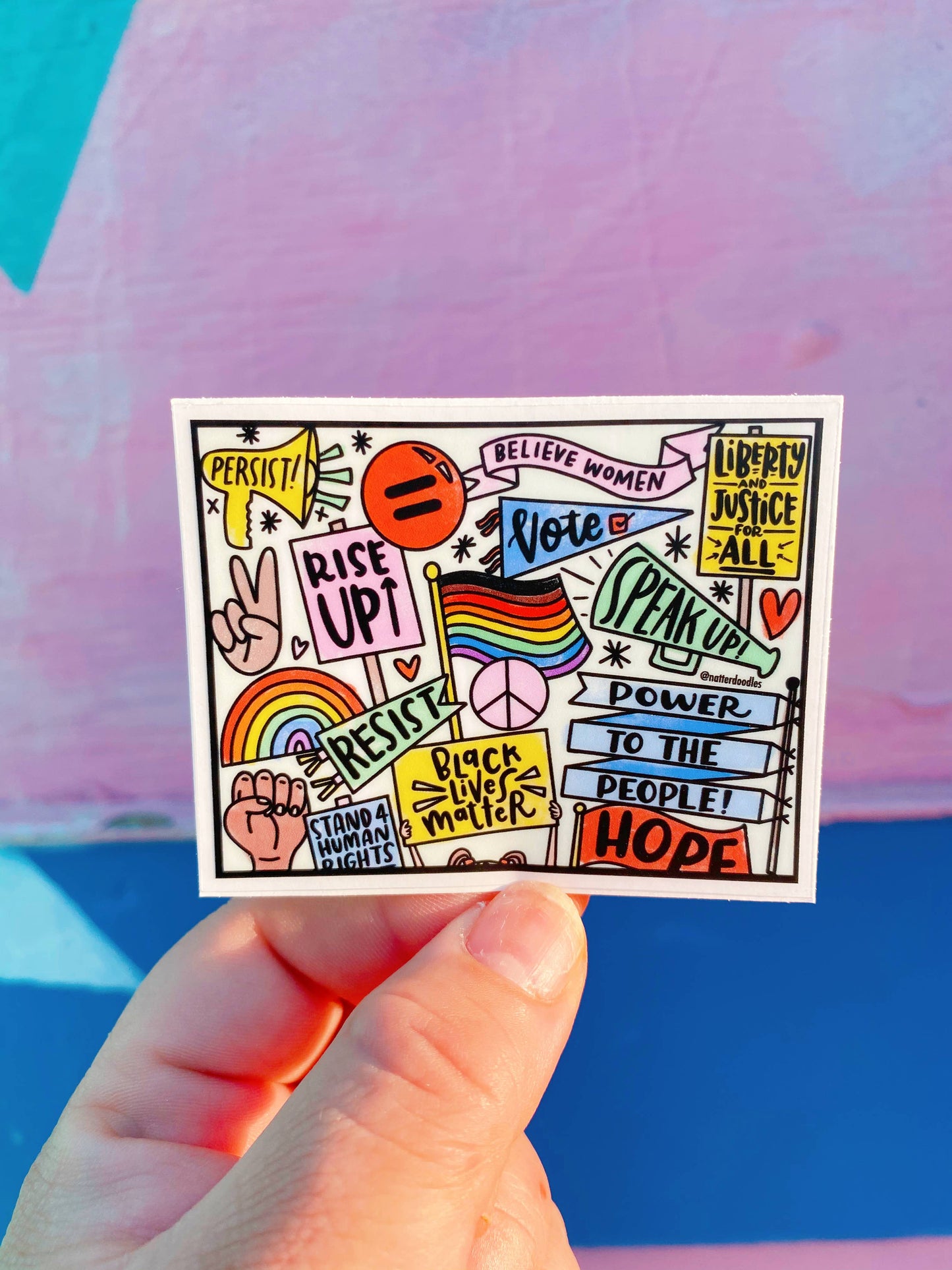 NatterDoodle - Your Voice Has Power Activism Protest Sticker