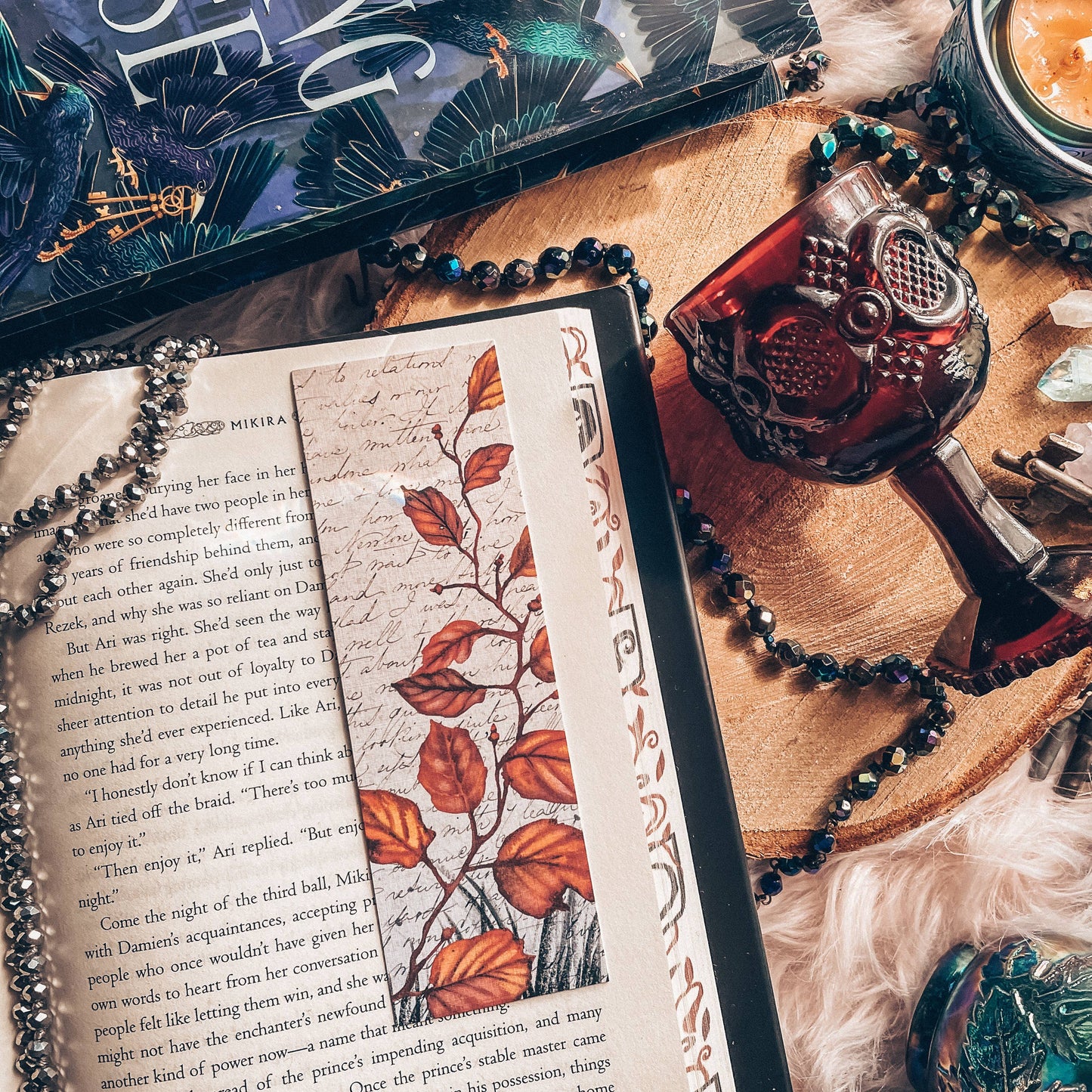 Mirkwood Scribes - Fall Leaves and Letters Handmade Linen Bookmark