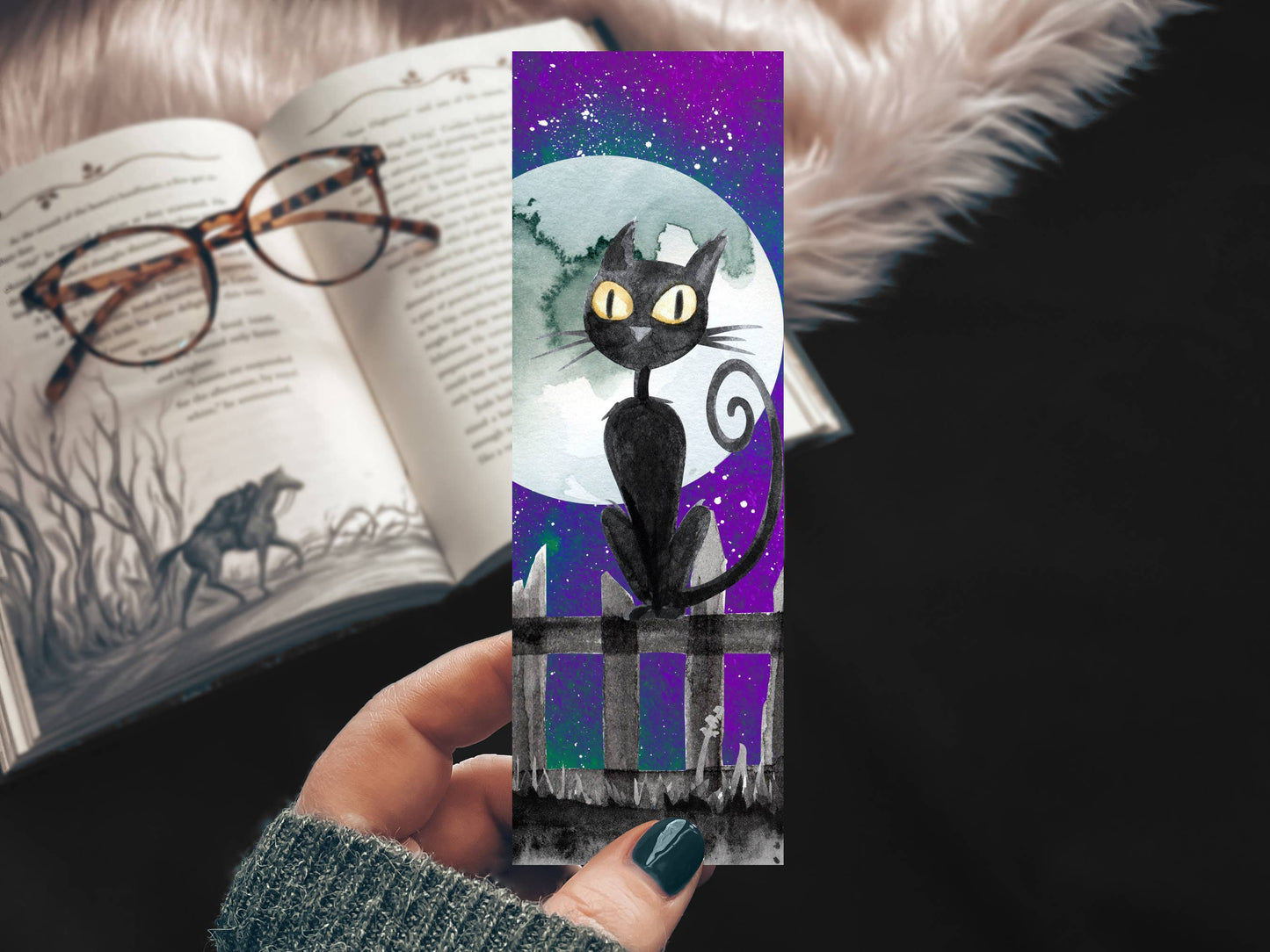 Mirkwood Scribes - Halloween Black Cat Bookmark