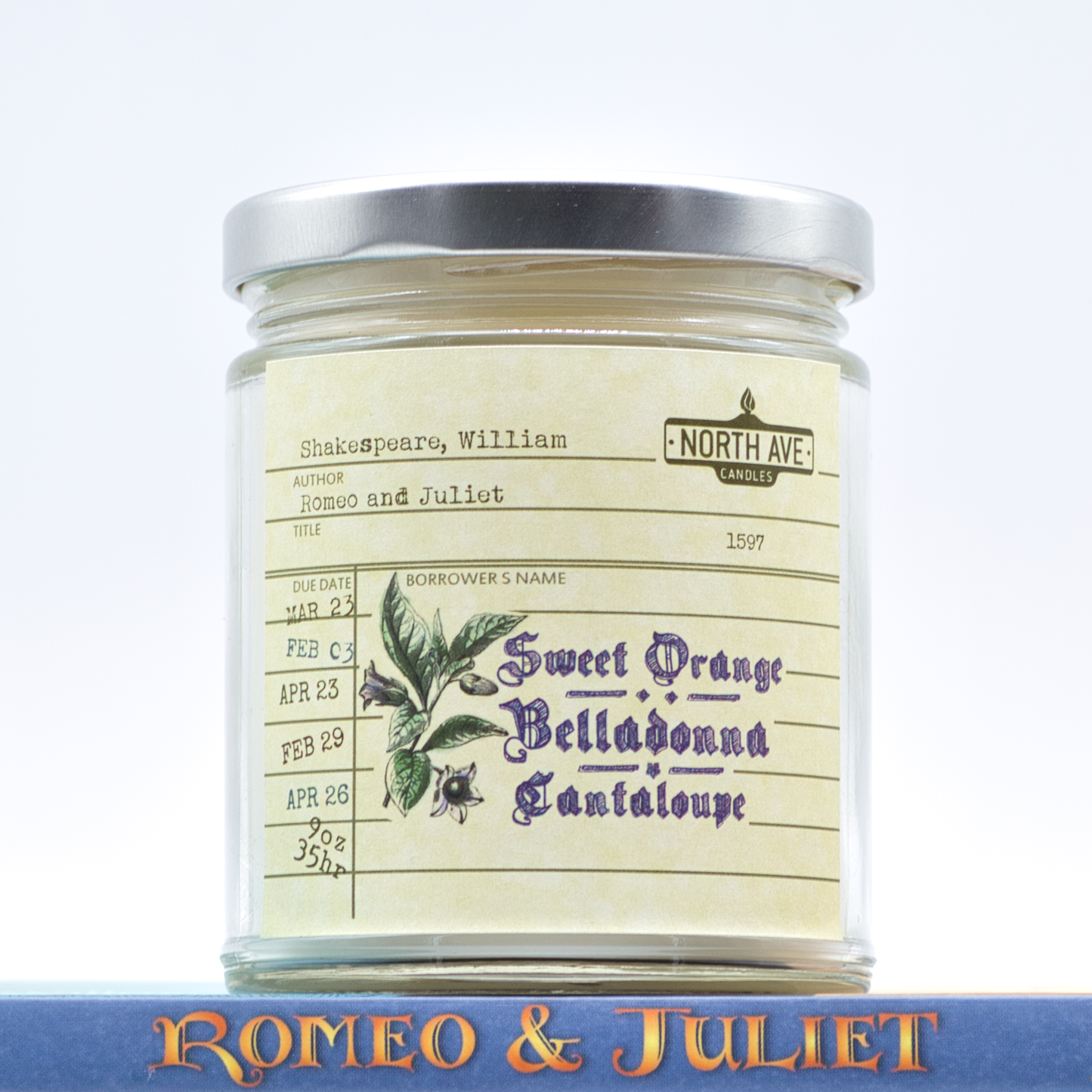 North Ave Candles - Book Candle / Romeo + Juliet / Shakespeare Candle