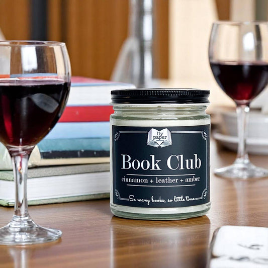 Book Club 9oz Glass Candle Cinnamon + Leather + Amber