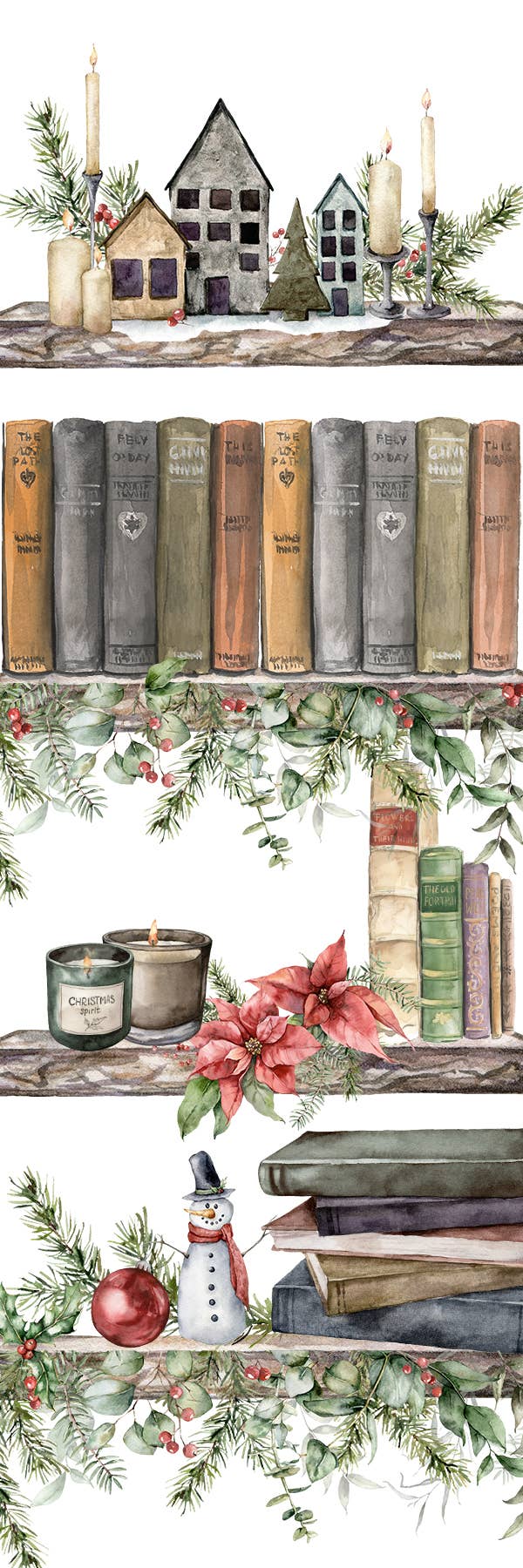 Mirkwood Scribes - Christmas Bookshelf Watercolor