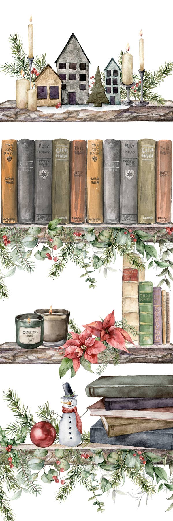 Mirkwood Scribes - Christmas Bookshelf Watercolor