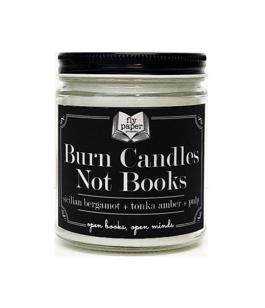 Burn Candles NOT Books 9oz Glass Candle Bergamot + Amber