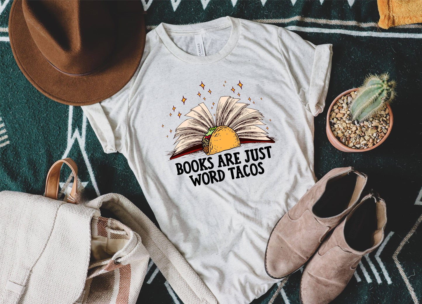 The Southern Songbird Boutique - Books Are Just Word Tacos Graphic T-Shirt