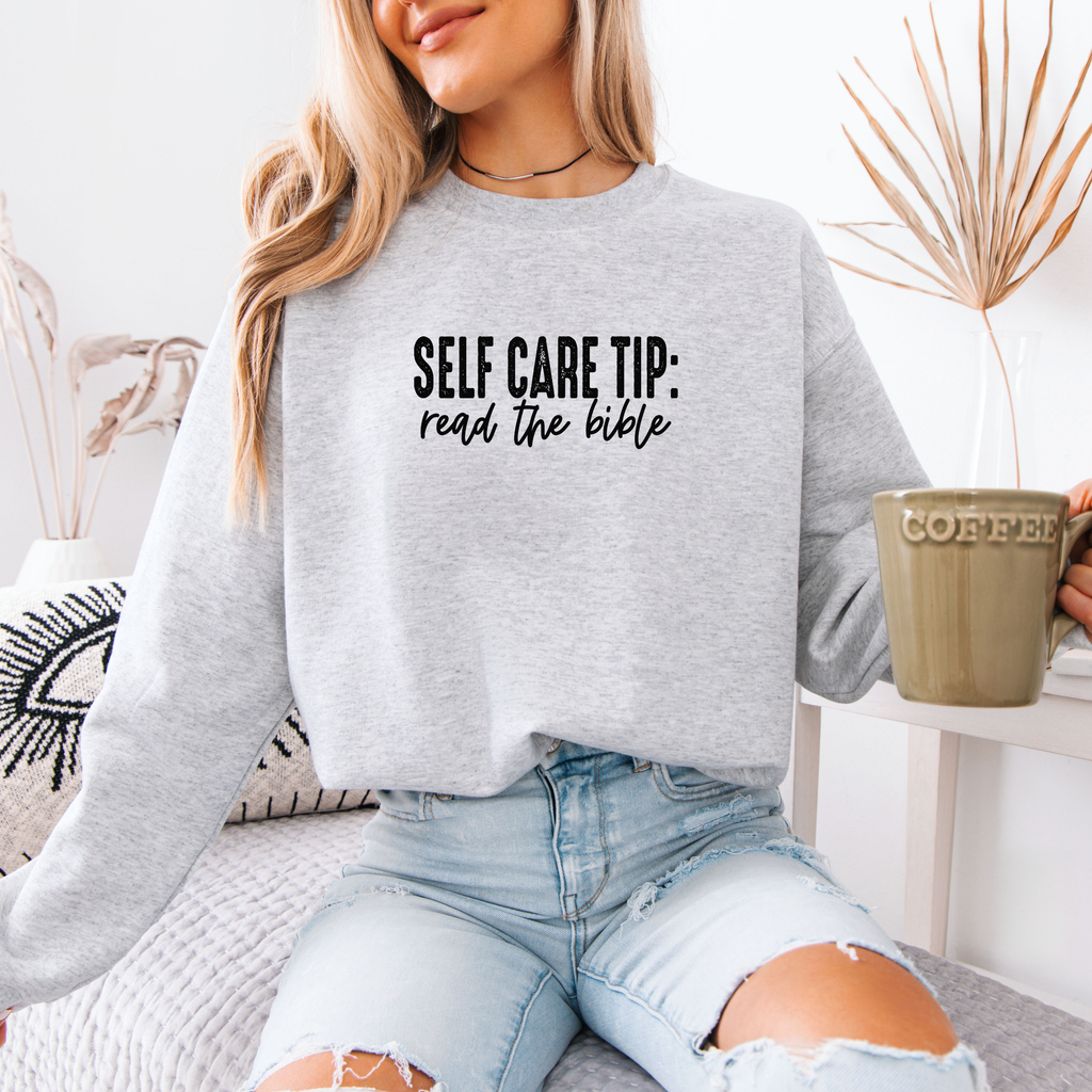 Wholehearted Motherhood and Co. - Read Your Bible Self Care Sweatshirt - Christian Spring Tee